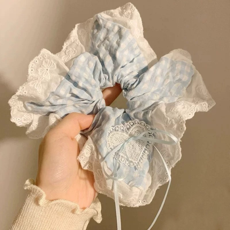 Women's Elegant Large Cloth Scrunchie Banquet Hair Tie Ditsy Floral