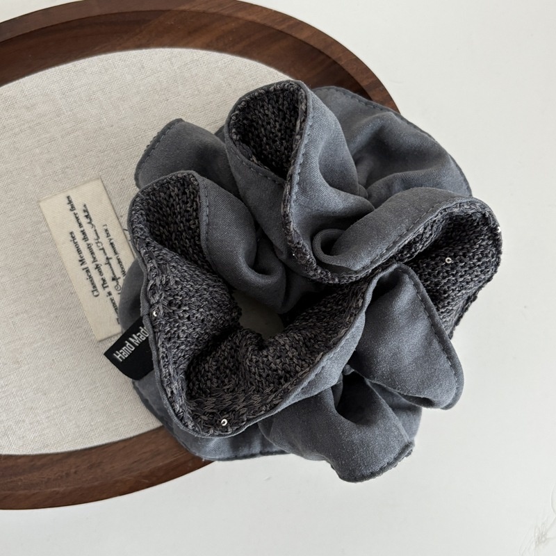 Women's Double-Sided Knit Ponytail Hair Tie Scrunchie Solid Color