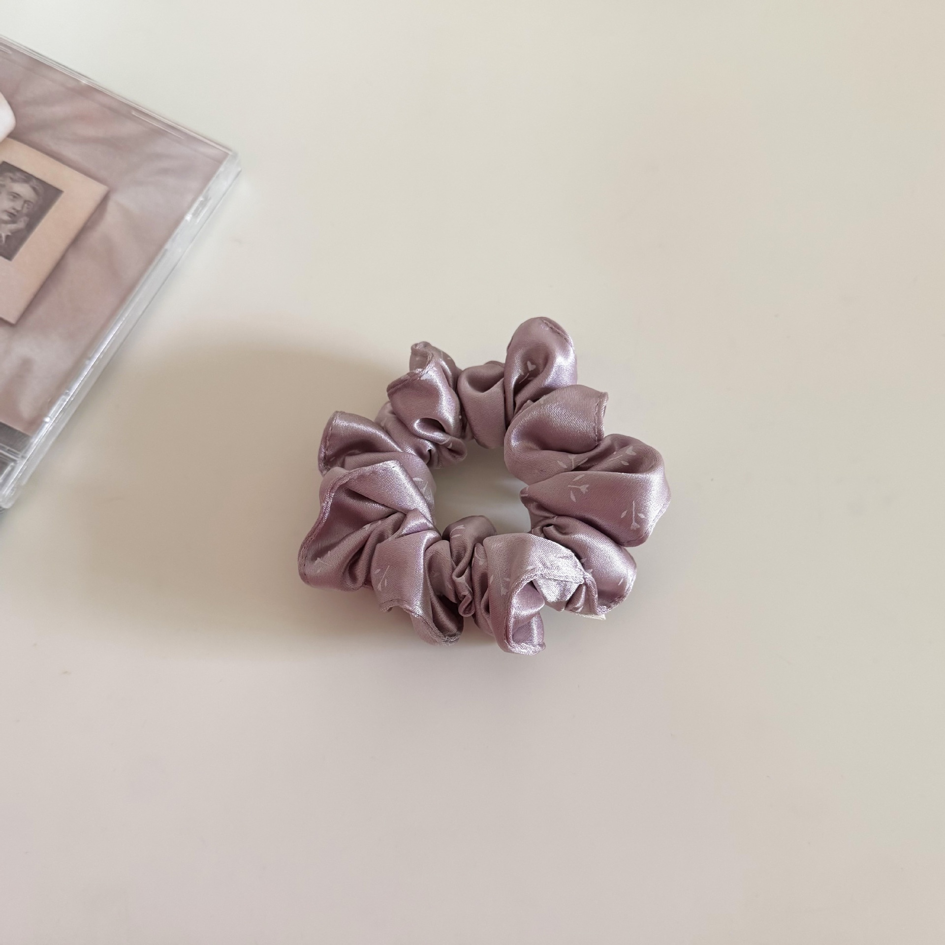 Women's Spring Satin Scrunchie Hair Accessory Black Ditsy Floral