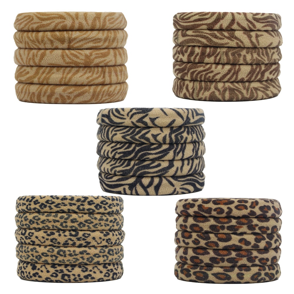 Women's Non-Damaging Cloth Towel Hair Ties Leopard Polka Dot Print
