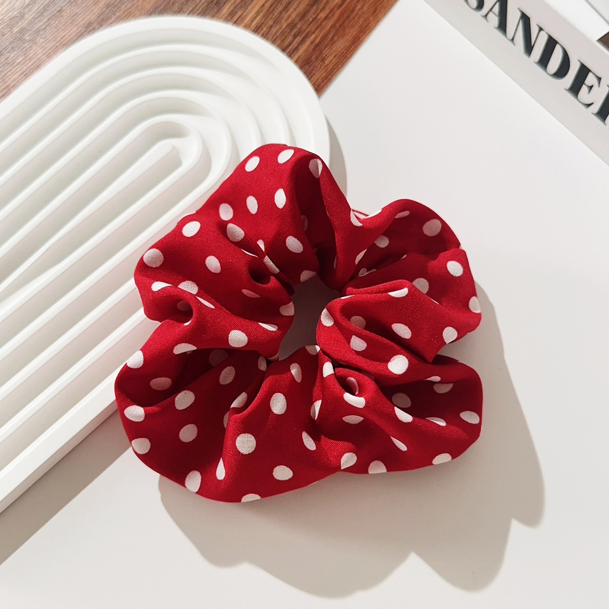 Women Large Fabric Hair Scrunchies High Elasticity Retro Polka Dot