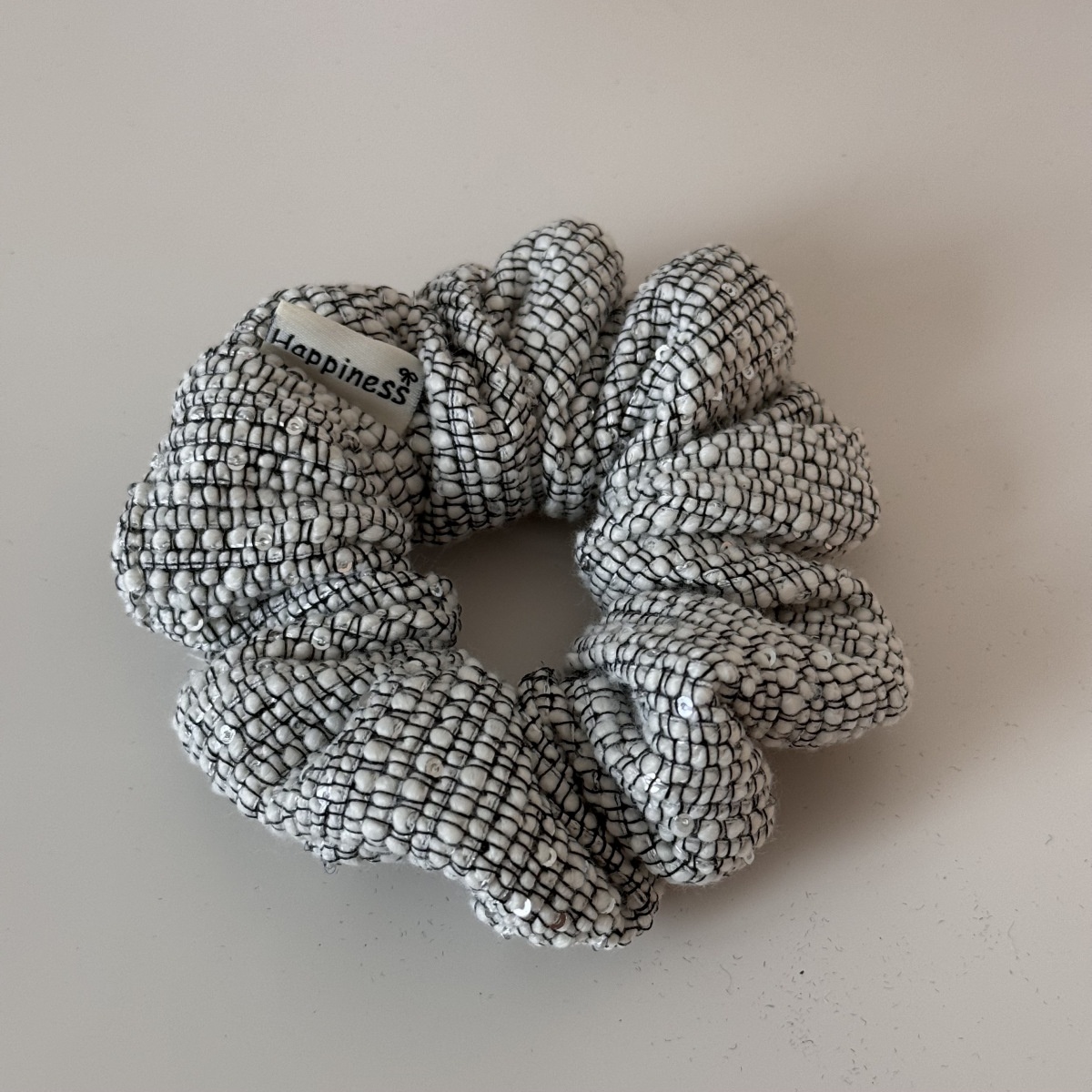 Women's Thick Tweed High Ponytail Hair Ties Autumn Winter Plaid