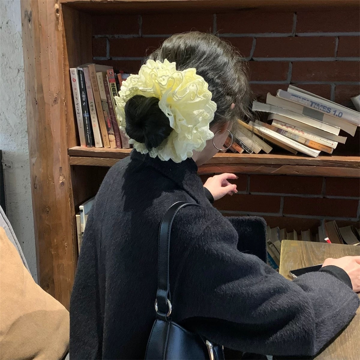 Women's Ballet Cloth Scrunchie Gentle Half Tie Hair Rope Lace Large Bow