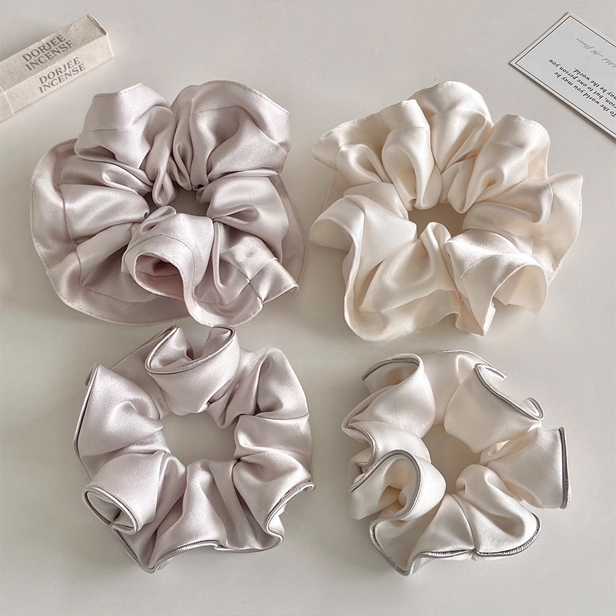 Women's Elegant Soft Satin Daily Hair Tie Scrunchie Solid Grey