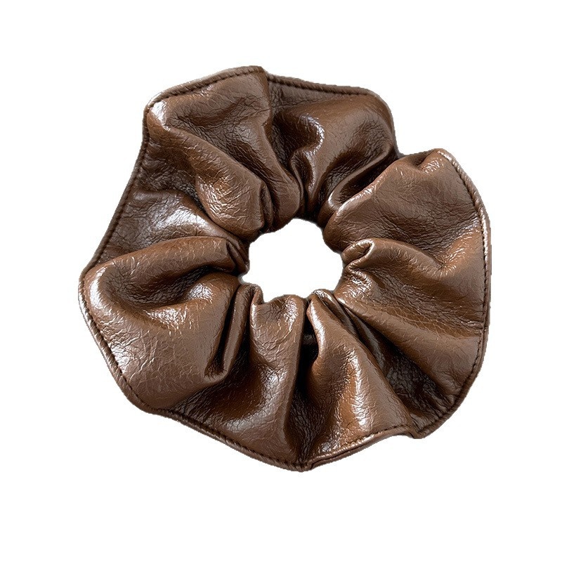 Women's Luxury Leather Lazy Bun Elastic Hair Bands Solid Colors