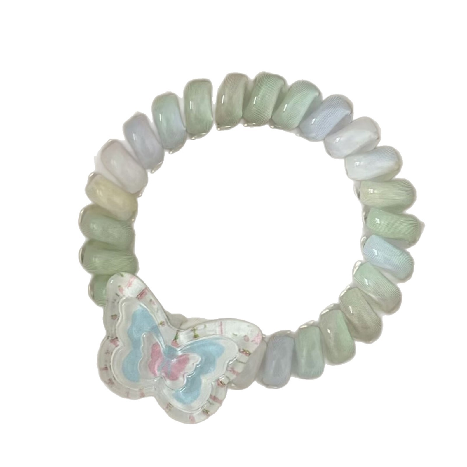 Girls Summer Phone Line Ponytail Hair Bands Ice Transparent Butterfly