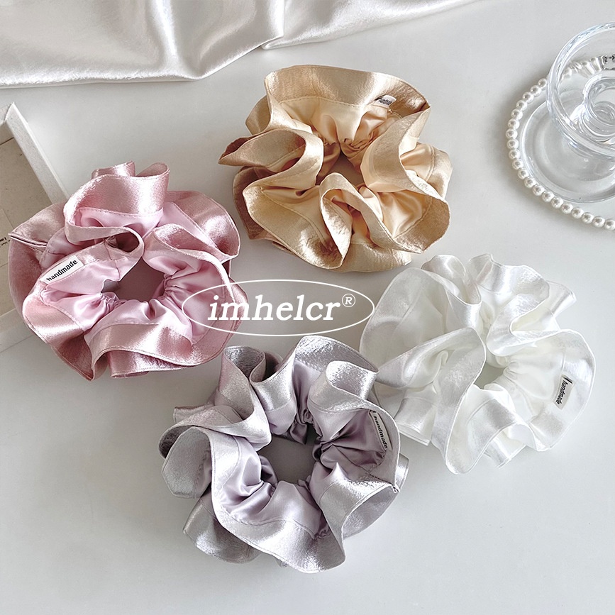 Women's French Style Spring Satin Hair Tie Scrunchie Solid Color