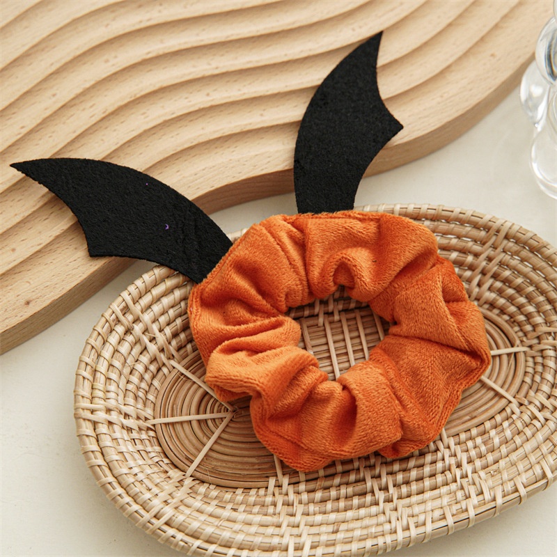 Women's Flannel Hair Scrunchie Solid Color For Halloween Christmas