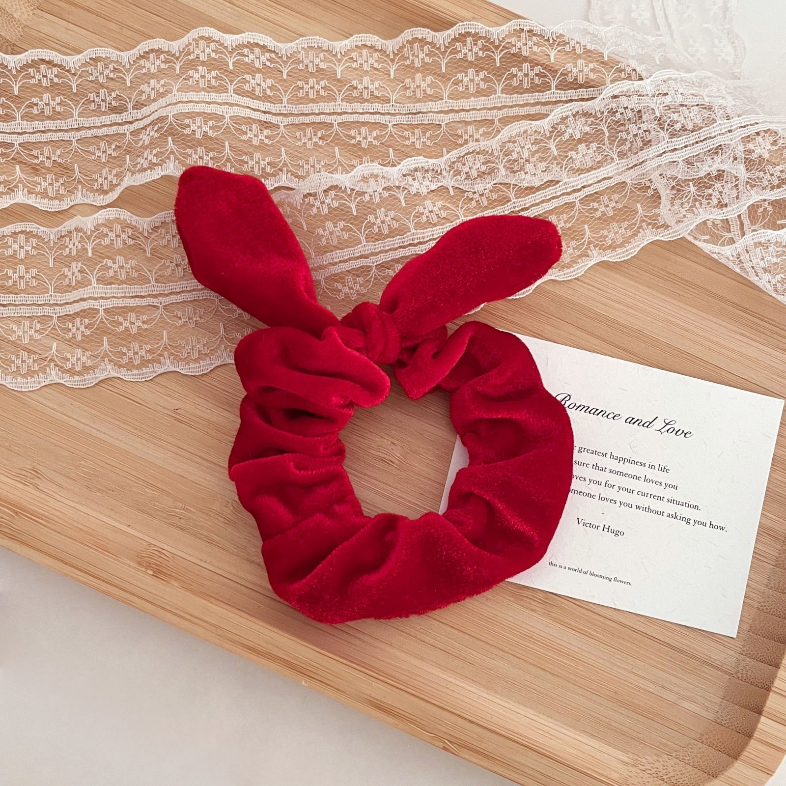 Women Velvet Bow Ponytail Hair Tie Solid Coffee Red Black Beige