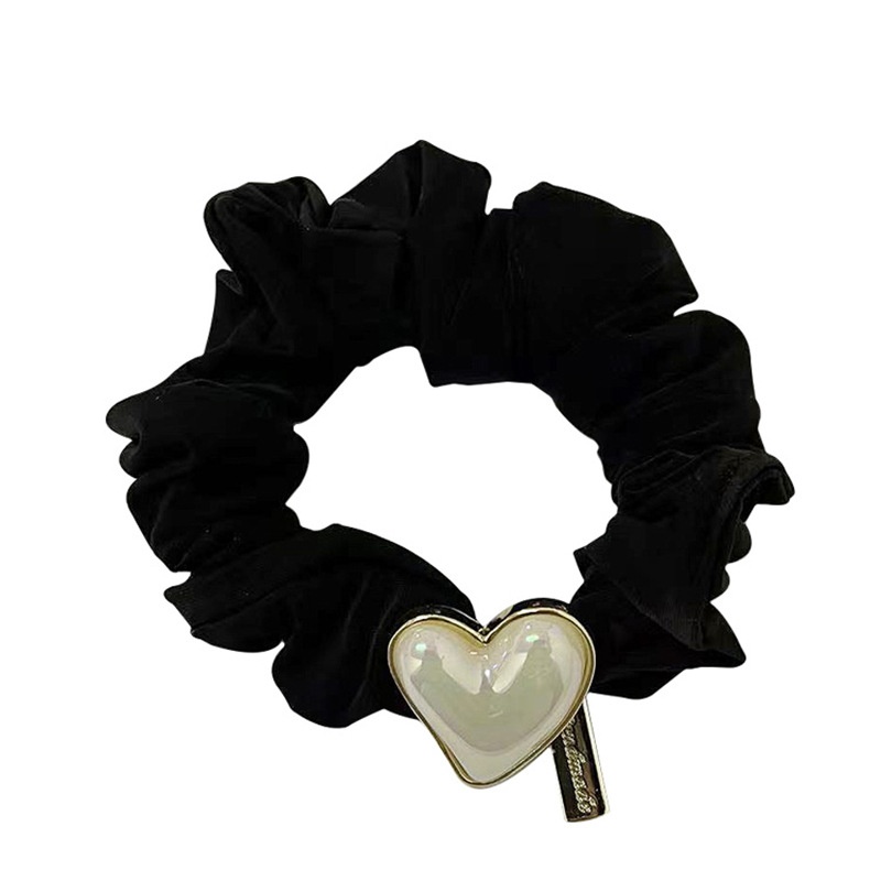 Women's Elastic Pearl Hair Ties Simple Versatile Fabric Heart Pattern