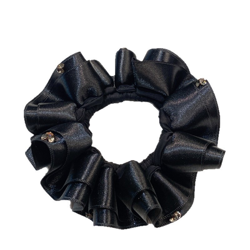 Women's Elegant Low Bun Elastic Hair Ties Satin Diamond Embellished