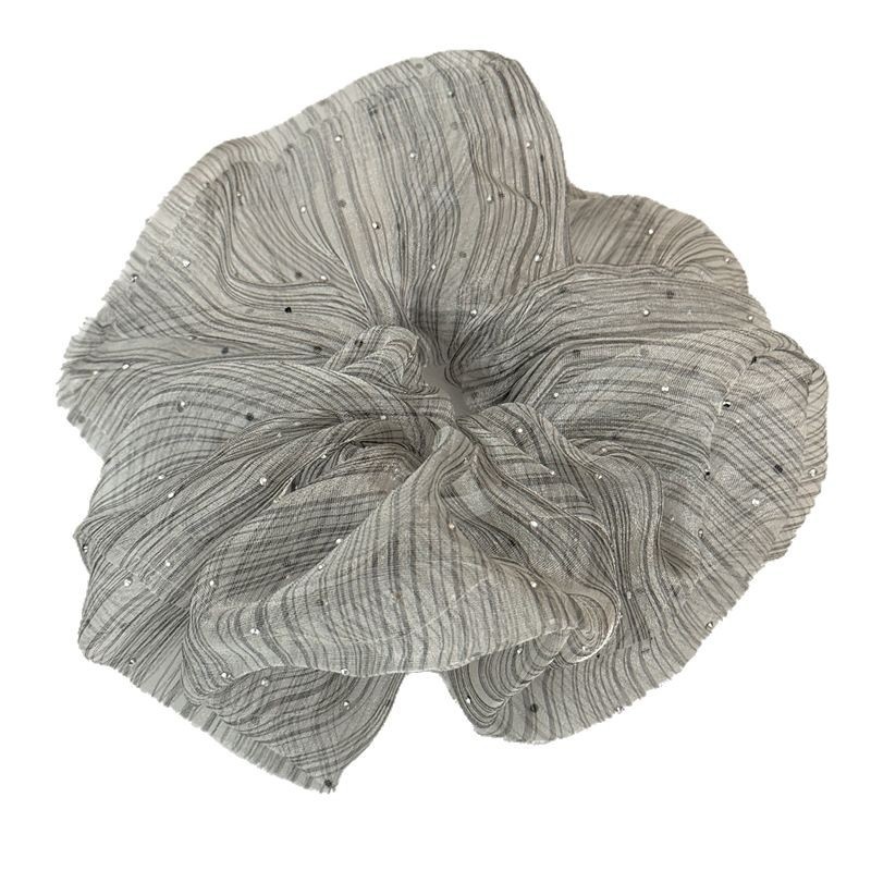 Women's Elegant Rhinestone Bubble Fabric Hair Scrunchies Solid Striped