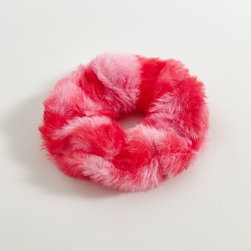 Women's Winter Soft Plush Elastic Hair Scrunchies Colorful Tie-Dye