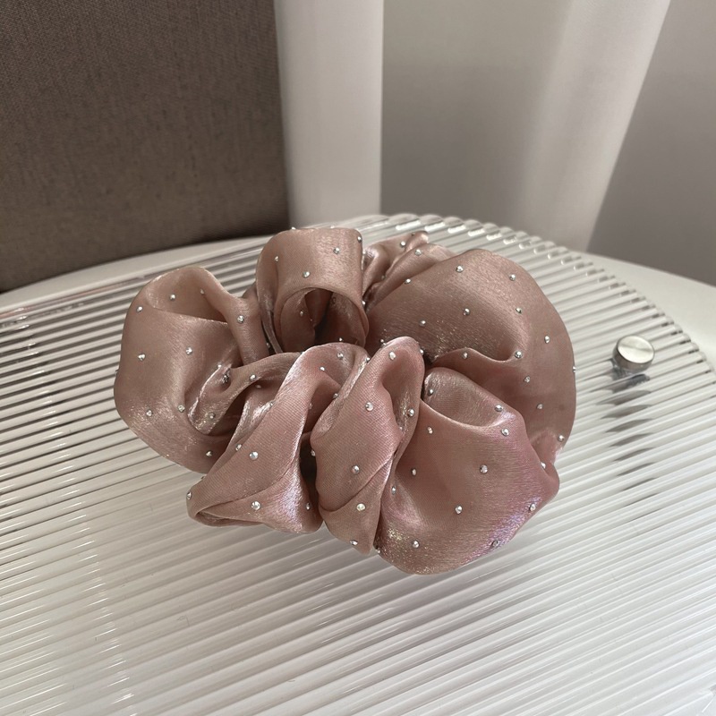 Women's Daily Handmade Rhinestone Satin Scrunchie Hair Tie Solid Color