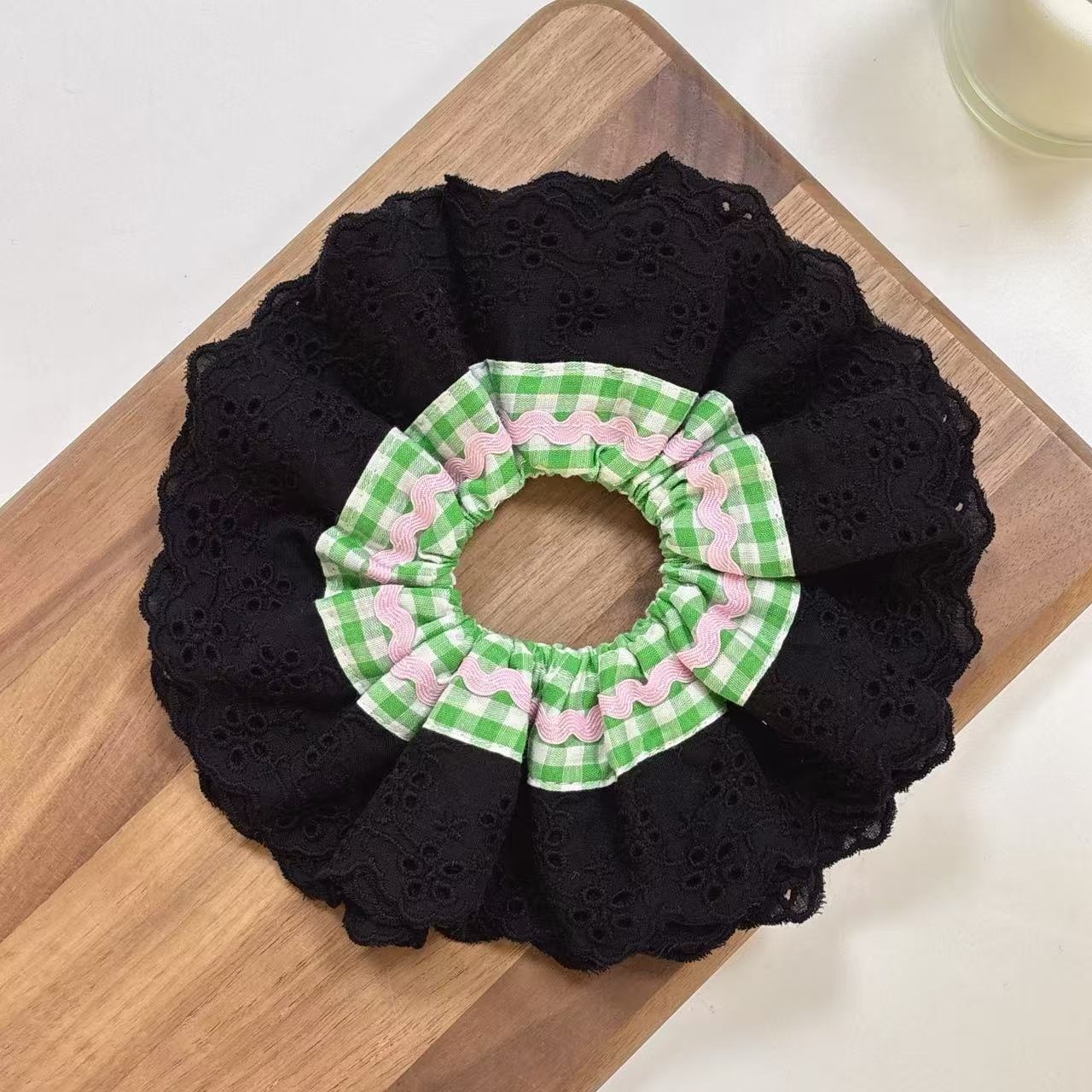 Women's French Romantic Cloth Hair Tie Four Layer Hollow Out Lace