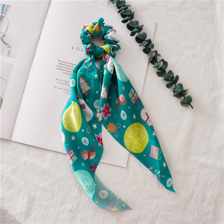 Women's Christmas Hair Tie Festive Snowman Print Cloth Scrunchie