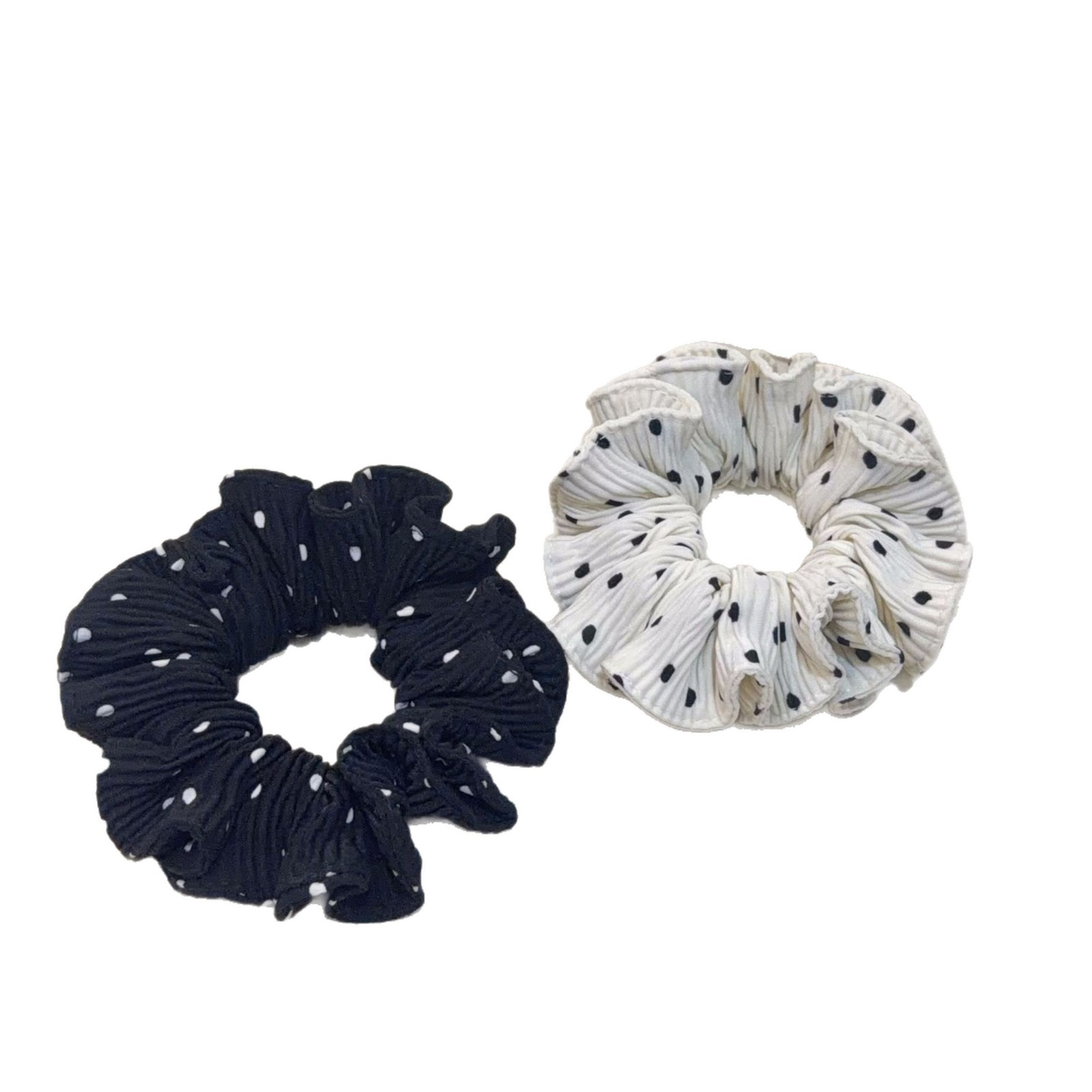 Women's Everyday French Style Chiffon Hair Scrunchie White Polka Dots