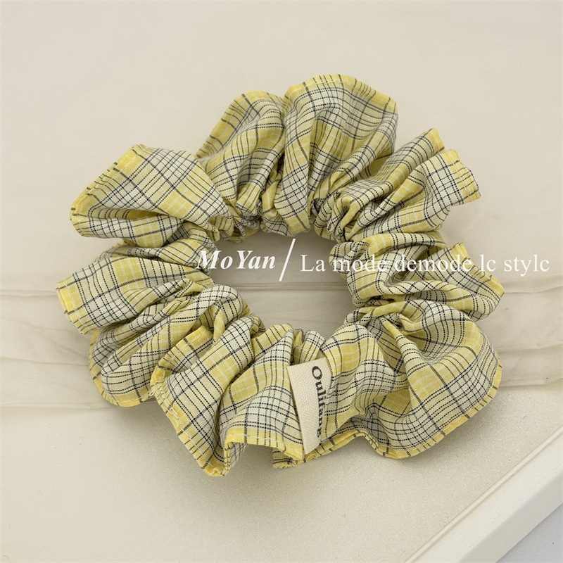 Women's Sweet Spring Cloth Hair Tie Accessory Yellow & Green Plaid