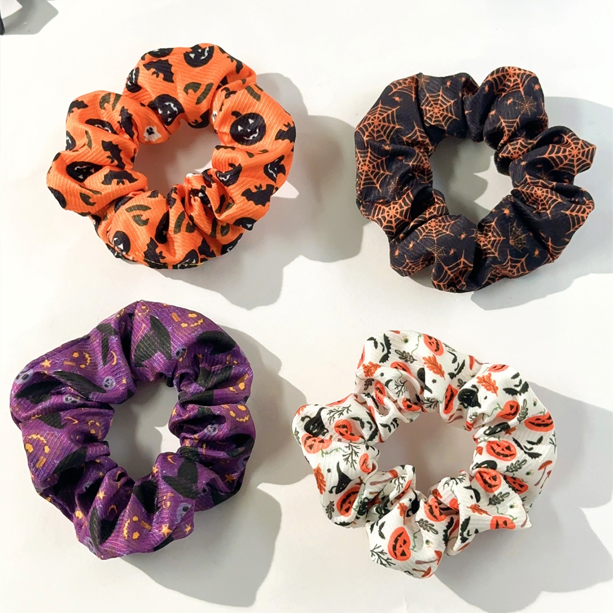 Women's High Elasticity Cloth Hair Tie Dark Halloween Pumpkin Skull