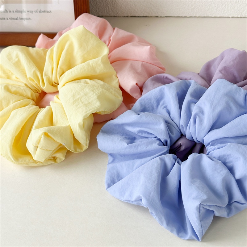 Women Fluffy Cloth Sponge Bun Scrunchies Elastic Ponytail Ties Creamy