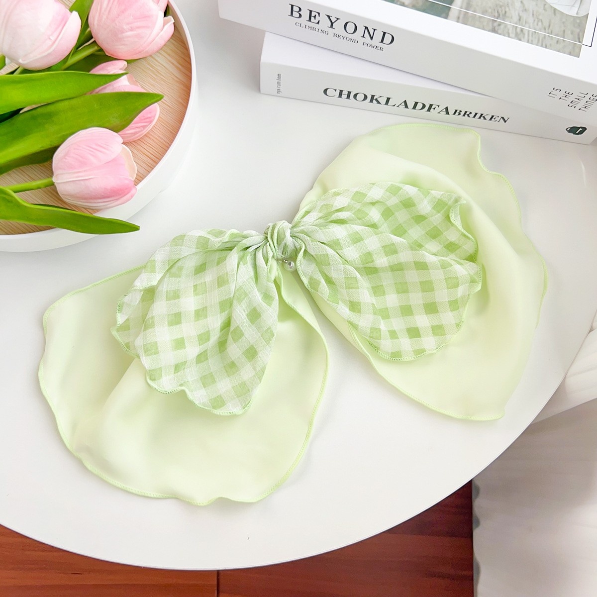 Women's Elegant Fabric Party Hair Ties Fresh Floral Grid Pattern