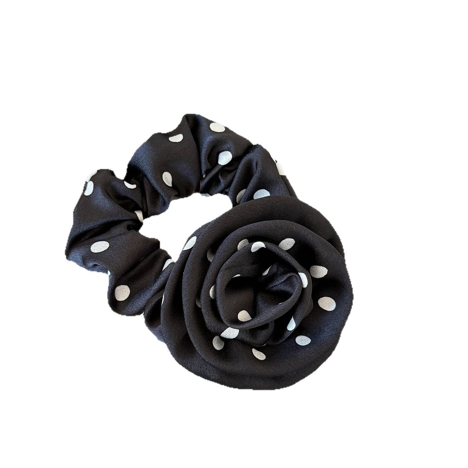 Women Pleated Cloth Elastic Hair Ties Sweet Rose Floral Polka Dot