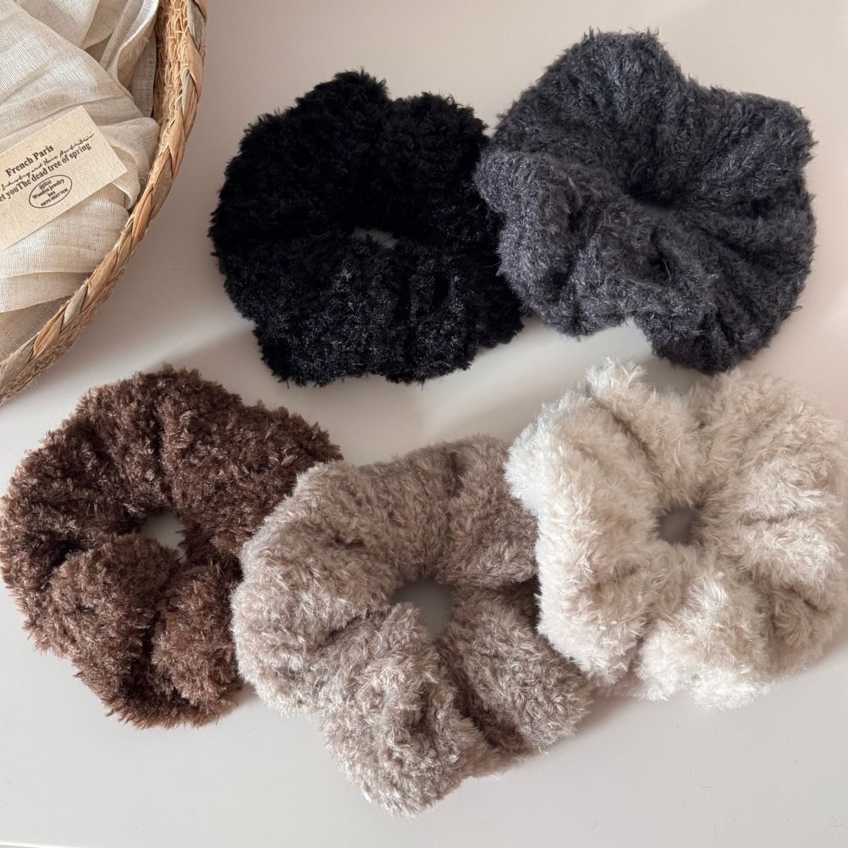 Women's Large Plush Fabric Autumn Winter Hair Ties Solid Color