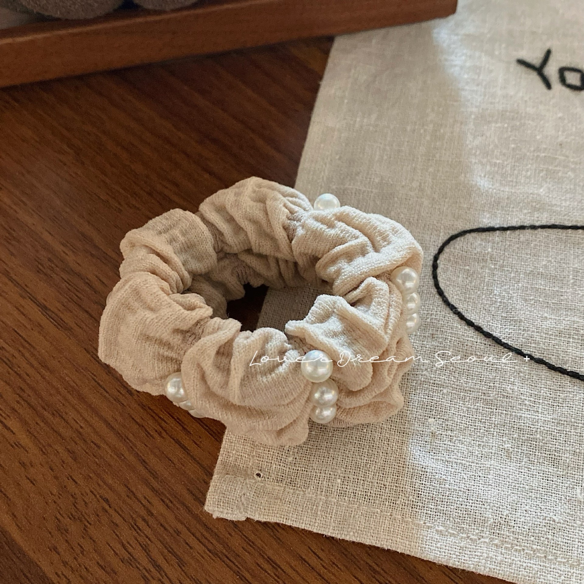 Girls Synthetic Telephone Cord Hair Ties Daily Wear Pearl Neutral Colors