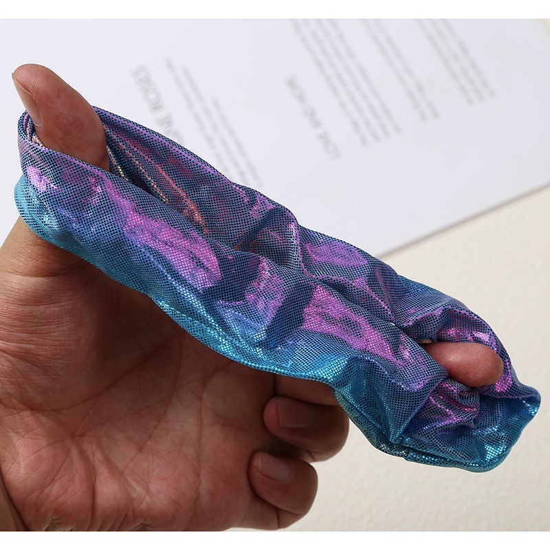 Women's Sparkly Large Bowknot Cloth Hair Tie Laser AB Rainbow