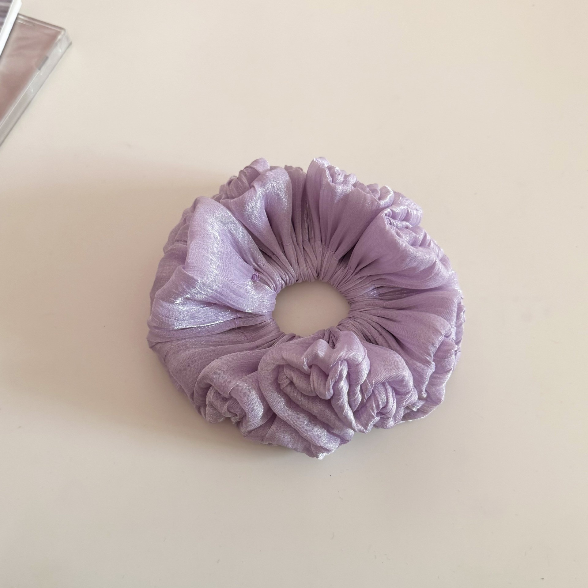 Women's Spring French Style Organza Hair Tie Scrunchie Solid Red