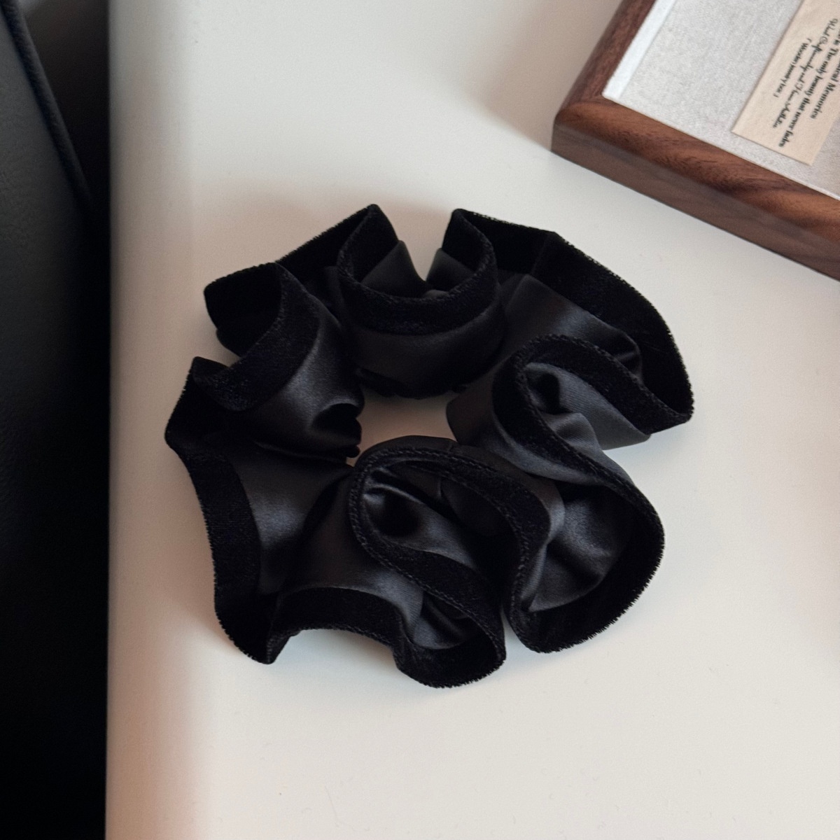 Women's Retro Velvet Satin Large Bow Hair Tie Headband Color Block