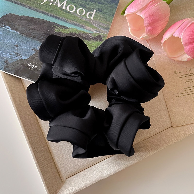 Women's Spring Summer Satin Scrunchie Hair Tie Sweet Blue Floral