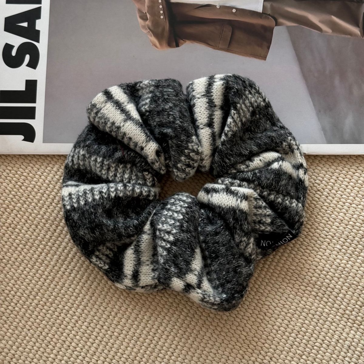 Women's Oversized Plaid Woolen Hair Ties Soft Warm Autumn Winter Scrunchies