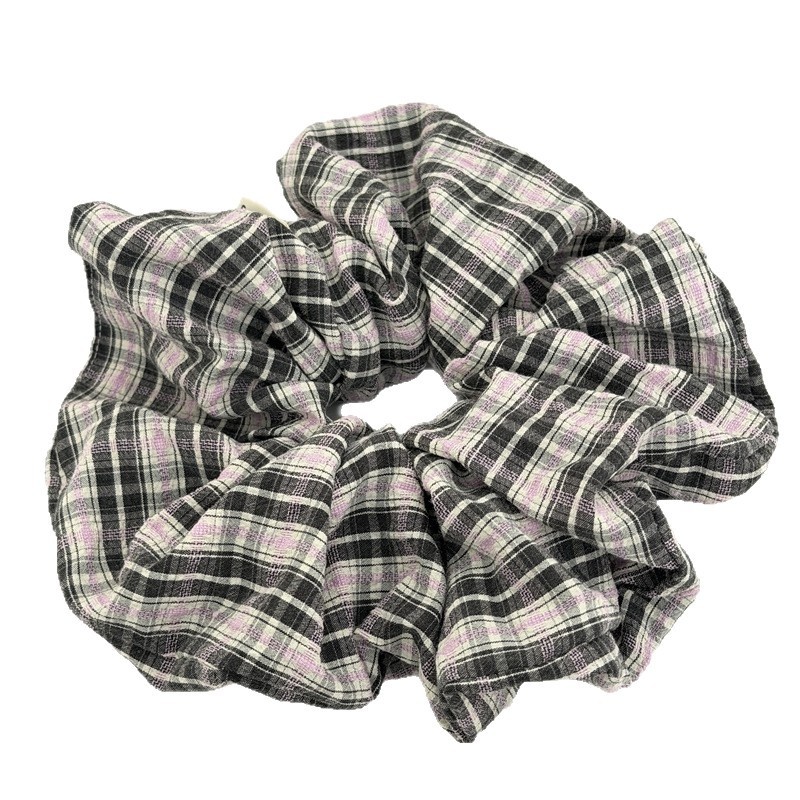 Women's Sweet Comfortable Cloth Hair Tie For All Seasons Blue Plaid
