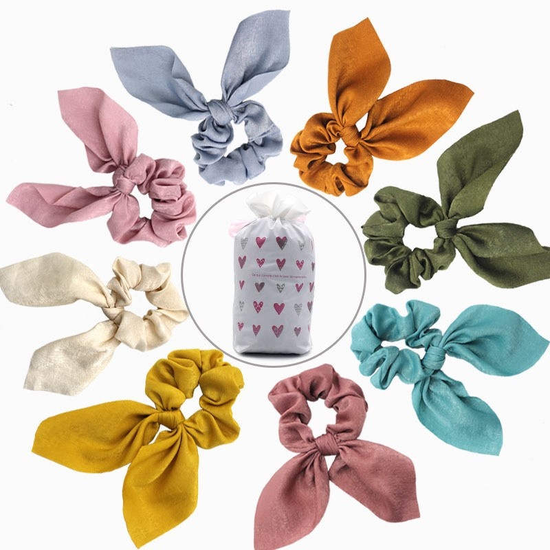 Women's Cute Daily Cloth Bowknot Hair Tie Solid Color Bunny Ears
