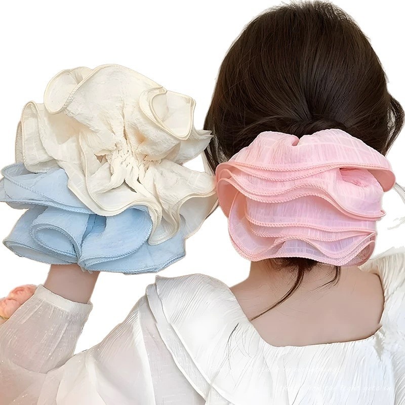 Women's Elegant Cute Pleated Cloth Hair Tie for Holiday Solid Color