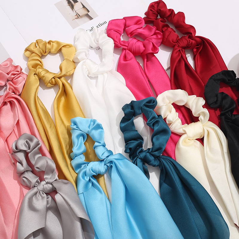 Women's Daily Satin Knotted Ribbon Ponytail Scrunchie Solid Color
