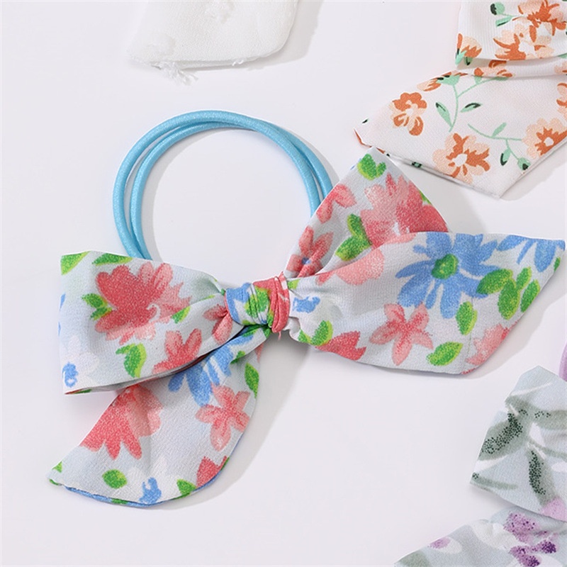Girls Elastic Cloth Hair Ties Set For Daily Wear Cartoon Butterfly Bow Knot