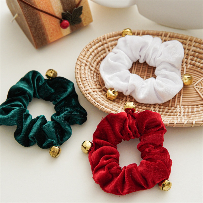 Women's Winter Flannel Christmas Handmade Hair Scrunchie Solid Color