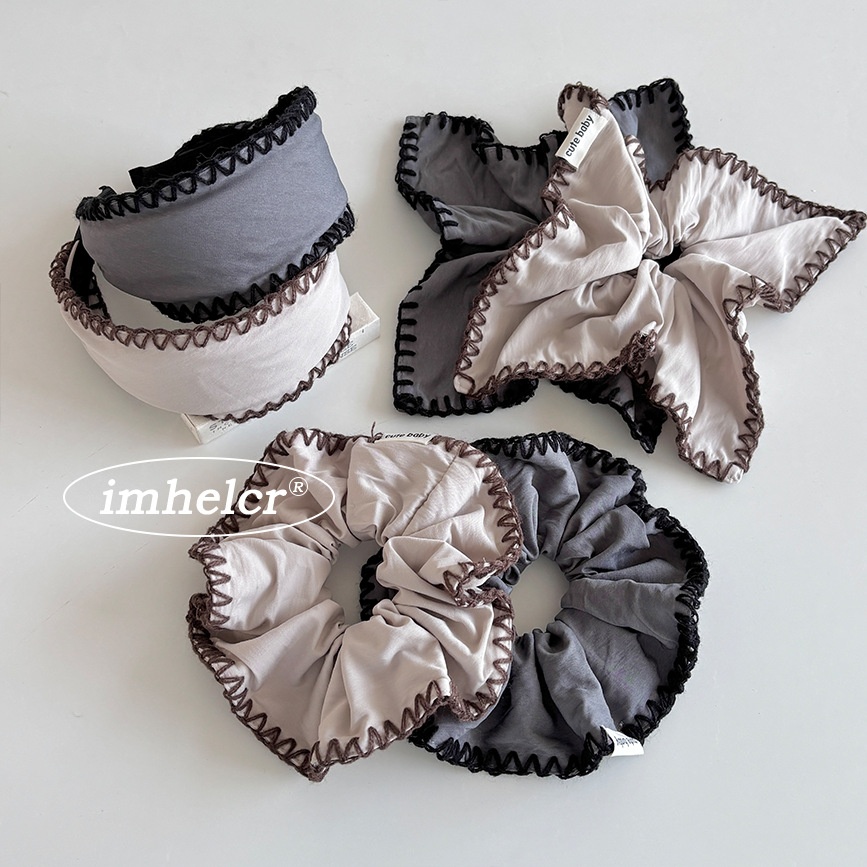 Women's Daily Retro Wool Yarn Floral Cloth Hair Tie Beige & Grey