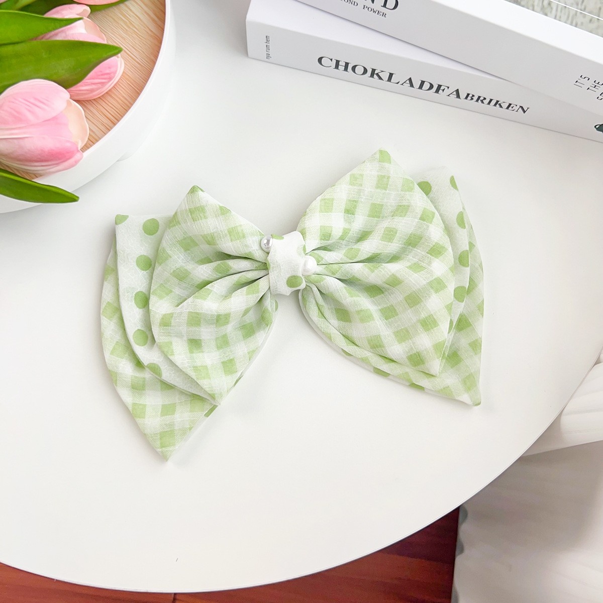 Women's Elegant Fabric Party Hair Ties Fresh Floral Grid Pattern