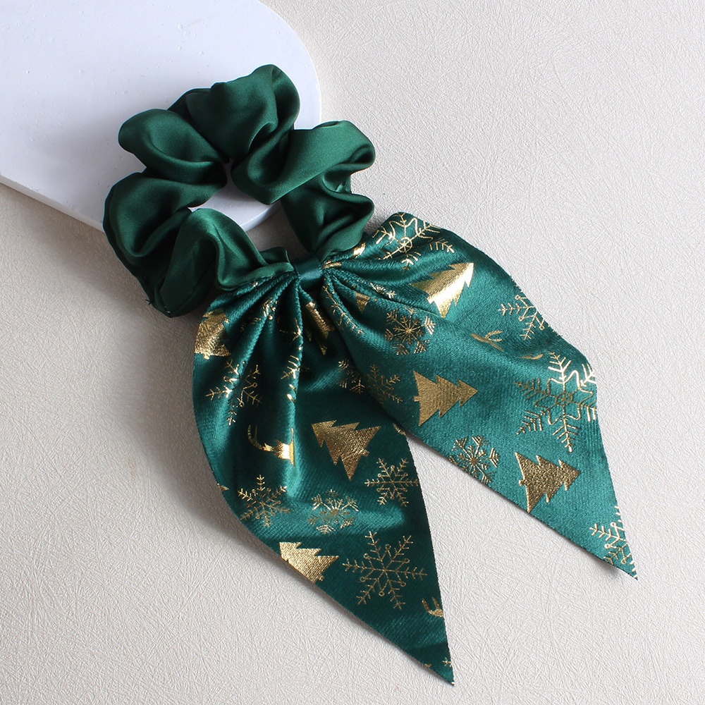 Women's Cloth Bowknot Ribbon Scrunchie Ponytail Tie Festive Christmas