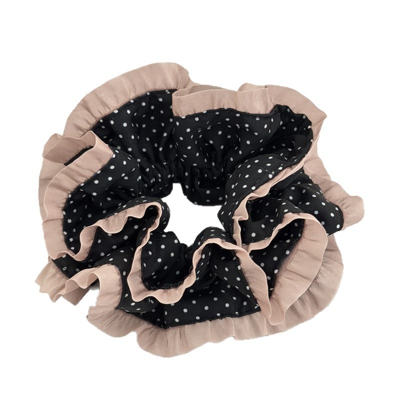 Women's Spring Soft Cloth Hair Tie Scrunchie Classic Polka Dots