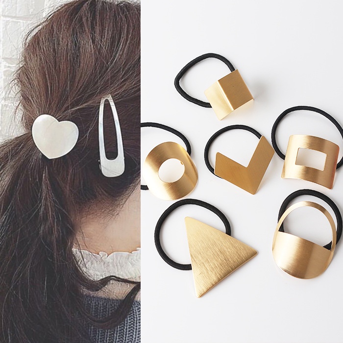 Women's Minimalist Metal Hair Ties Geometric Hollow Alloy Ponytail Holder