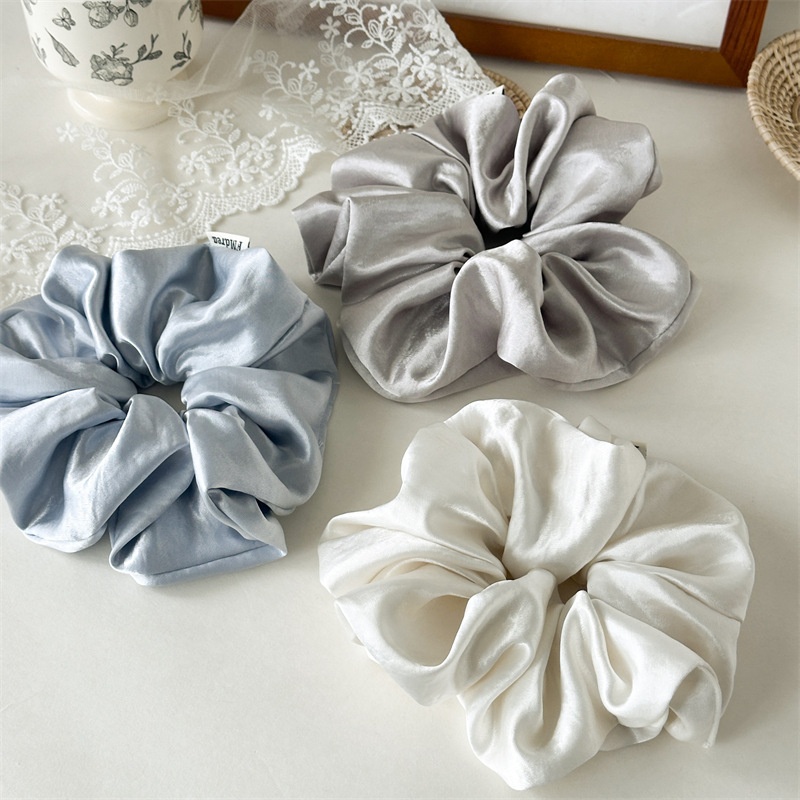 Women's Large Satin Elastic French Hair Tie Simple Solid Colors