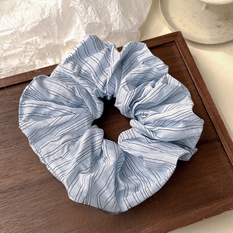 Women's All-Season Cloth Hair Tie For Everyday Wear Blue Striped