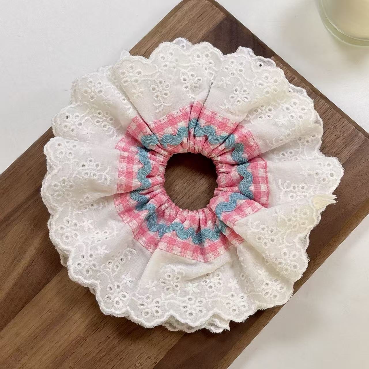 Women's French Romantic Cloth Hair Tie Four Layer Hollow Out Lace