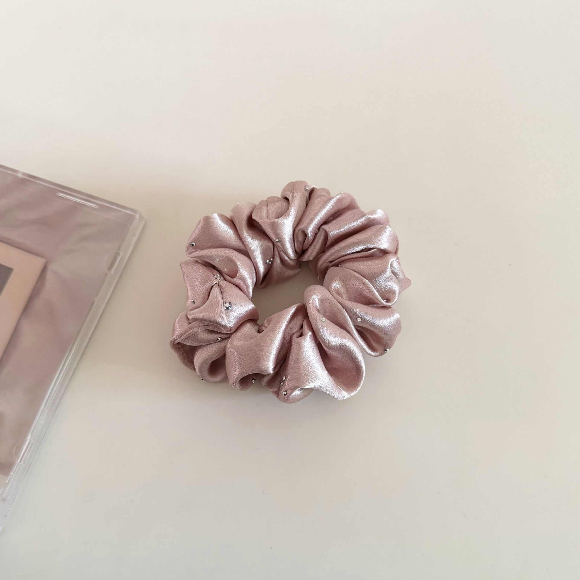 Women's French Rhinestone Folded Star Satin Headband Solid Colors