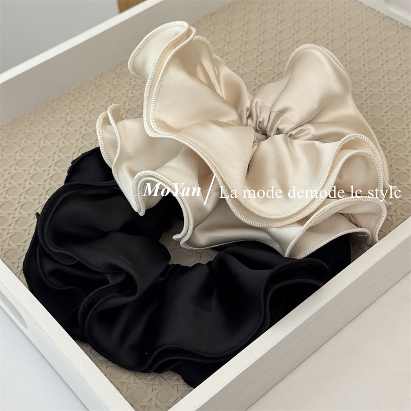 Women's Elegant Satin Bow Elastic Hair Bun Scrunchie Solid Color