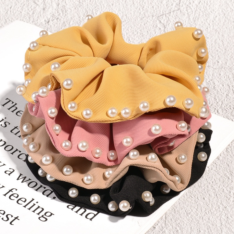 Women's Korean Pearl Hair Scrunchies Festival Headwear Solid Color